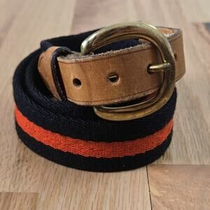 Vintage Chaps Striped surcingle Bel Brass Toned Buckle Leather accent